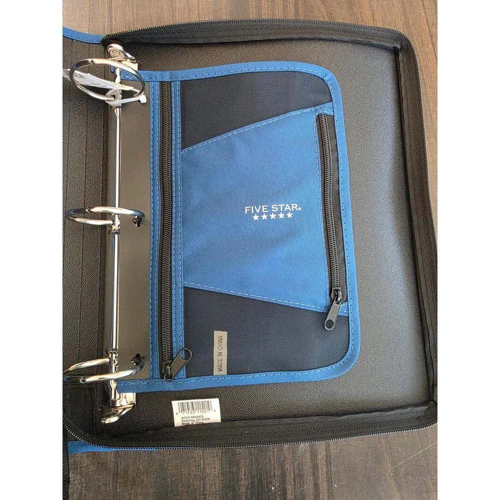 Five Star Xpanz 2 Inch Zipper Binder Black Blue 380 Sheet Capacity 71723-11521
